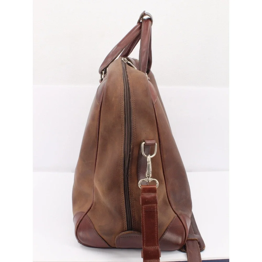 Roots Brown Leather Duffle Bag David E Kelley Productions Weekender Travel Bag